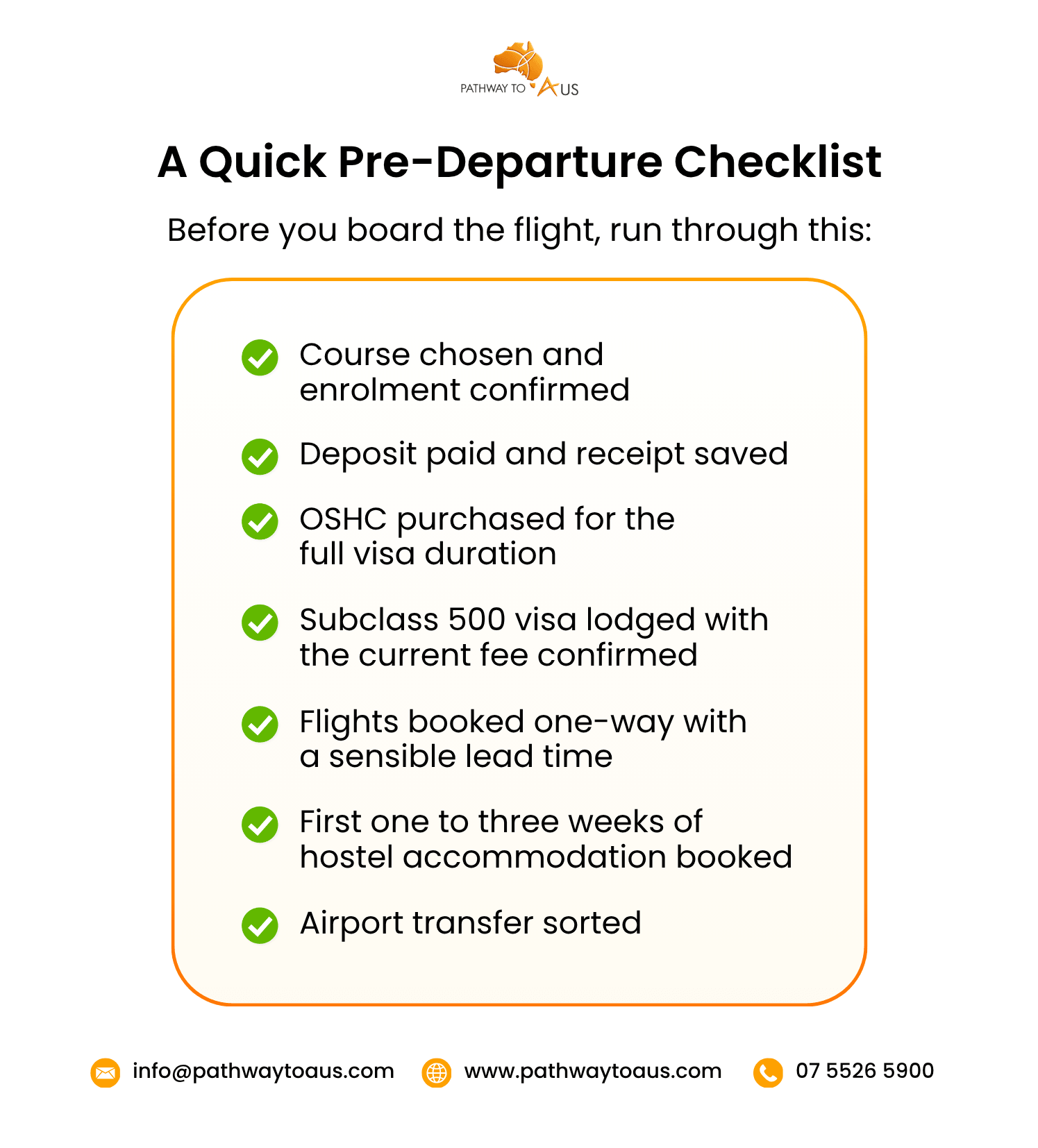 A Quick Pre-Departure Checklist