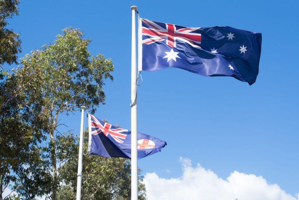 Australian Flag Waving In The Sky